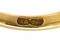 Victorian 18ct Gold Boat Shaped Ring set with Sapphires & Diamonds