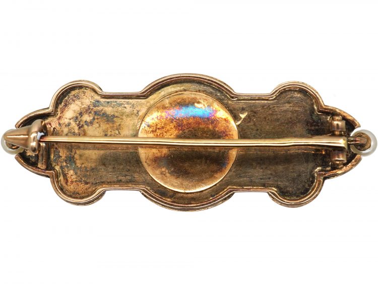 19th Century 18ct Gold, Limoges Enamel Brooch of a Lady's Head set with Rose Diamonds & Natural Pearls