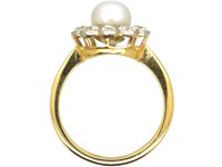 18ct Gold & Platinum, Natural Pearl & Diamond Cluster Ring