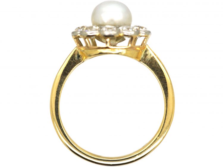 18ct Gold & Platinum, Natural Pearl & Diamond Cluster Ring