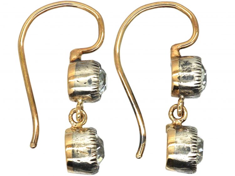 Edwardian Two Stone Diamond Drop Earrings