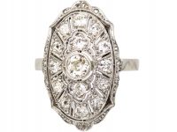 Early 20th Century 18ct Gold & Platinum Oval Ring set with Diamonds