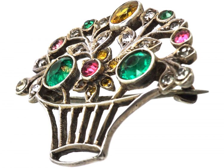 Edwardian Silver & Paste Giardinetti Brooch