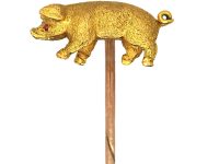Edwardian 15ct Gold Tie Pin of a Pig