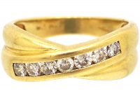 18ct Gold Crossover Ring set with Diamonds