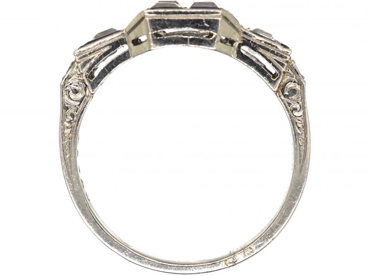 Mid 20th Century French Platinum, Sapphire & Diamond Ring by Jean-Thierry Bondt