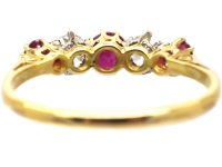 18ct Gold, Ruby & Diamond Five Stone Ring