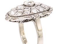 Early 20th Century 18ct Gold & Platinum Oval Ring set with Diamonds