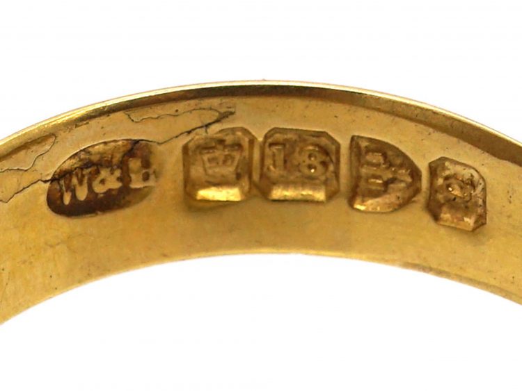 Victorian 18ct Gold Buckle Ring set with Three Diamonds