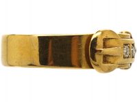 Victorian 18ct Gold Buckle Ring set with Three Diamonds