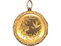 Edwardian 9ct Back & Front Round Locket with Engraved Swallow Motif