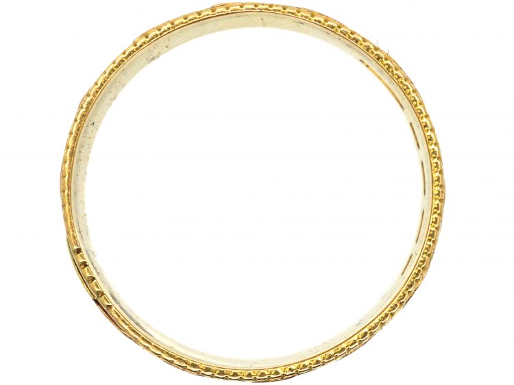 Victorian Three Colour 18ct Gold Wedding Ring with Laurel Leaf Motif