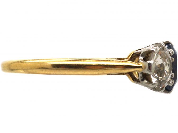 Early 20th Century 18ct Gold, Sapphire & Diamond Three Stone Ring