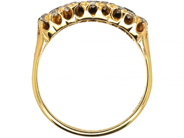 Victorian 18ct Gold, Sapphire & Diamond Triple Cluster Ring