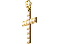 Victorian 15ct Gold Cross set with Natural Split Pearls