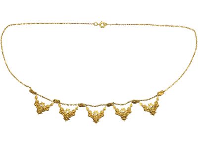 French 18ct Gold, Art Nouveau Garland Necklace
