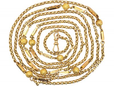 Victorian 9ct Gold Guard Chain with Ball Detail