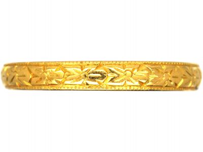 22ct Gold Wedding Ring with Flower Motif