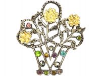Edwardian Silver, Silver Gilt, Marcasite & Paste Giardinetti Brooch