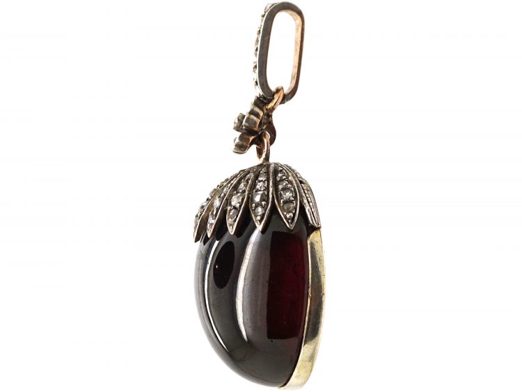 Victorian Large Strawberry Pendant set with a Garnet & Rose Diamonds
