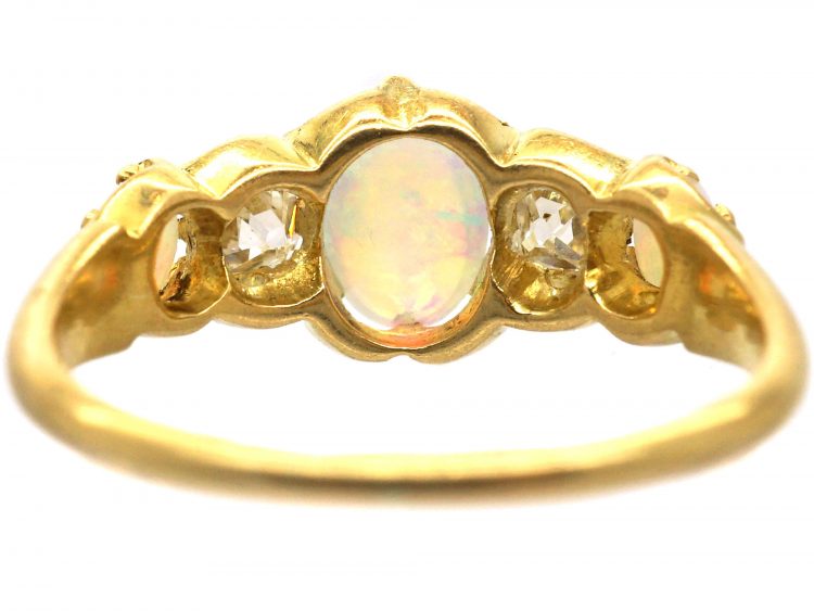Victorian 18ct Gold, Opal & Diamond Five Stone Ring
