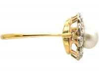 18ct Gold & Platinum, Natural Pearl & Diamond Cluster Ring