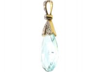 Art Deco 18ct Gold & Platinum, Aquamarine & Rose Diamond Pendant