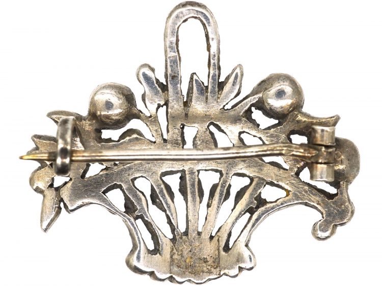 Edwardian Silver, Marcasite & Paste Giardinetti Brooch