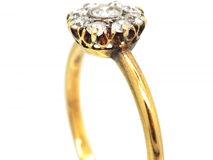 Edwardian 18ct Gold Diamond Daisy Cluster Ring