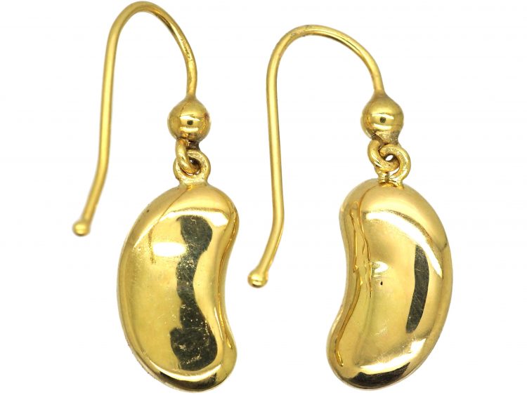 Edwardian 15ct Gold Kidney Bean Earrings set with Turquoise & Natural Split Pearls