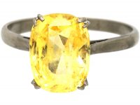 Art Deco 18ct White Gold Ring set with a Yellow Sapphire