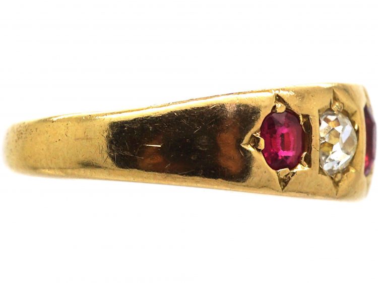 Victorian 18ct Gold, Ruby & Diamond Five Stone Ring