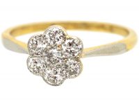 Edwardian 18ct Gold & Platinum Diamond Cluster Ring
