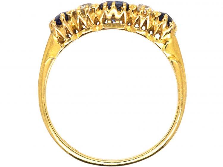 Edwardian 18ct Gold, Sapphire & Diamond Five Stone Ring