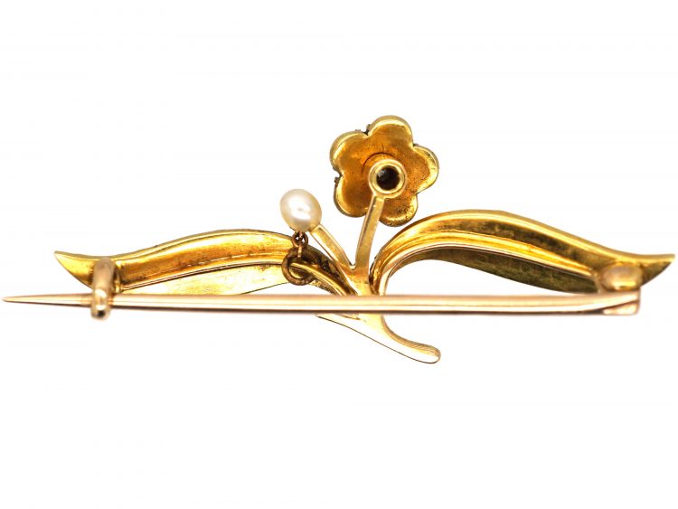 Edwardian 15ct Gold, Forget me Not Brooch in Original Case