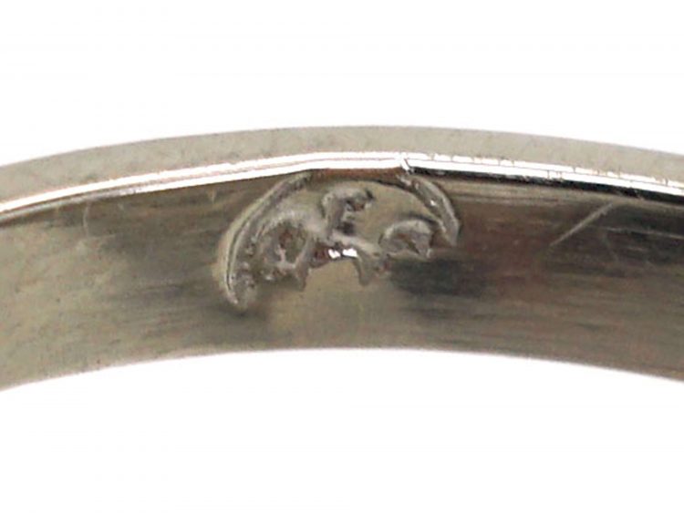 Art Deco Platinum, Onyx & Diamond Marquise Shaped Ring