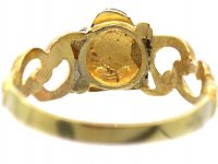 Regency 15ct Gold, Turquoise & Natural Split Pearl Forget Me Not Ring