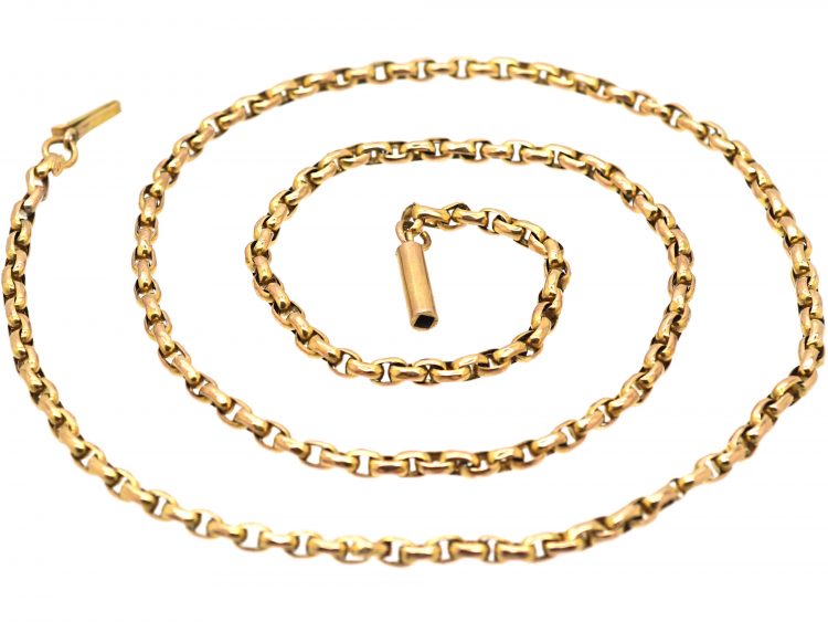 Victorian 9ct Gold Faceted Chain with Barrel Clasp