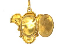 Art Nouveau 18ct Gold & Rose Diamond pendant of a Lady with Locket on Reverse