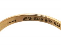 Edwardian 18ct Gold, Three Stone Sapphire & Diamond Carved Half Hoop Ring