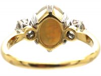 Edwardian 18ct Gold, Opal & Diamond Three Stone Ring