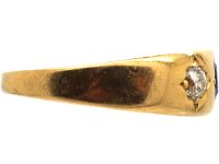 Victorian 18ct Gold Sapphire & Diamond Gypsy Ring