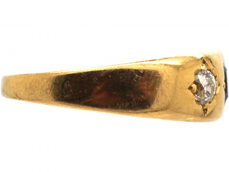 Victorian 18ct Gold Sapphire & Diamond Gypsy Ring