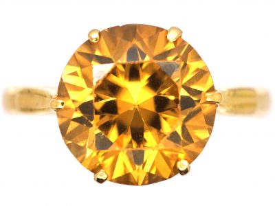 Art Deco 18ct Gold, Orange Zircon Ring
