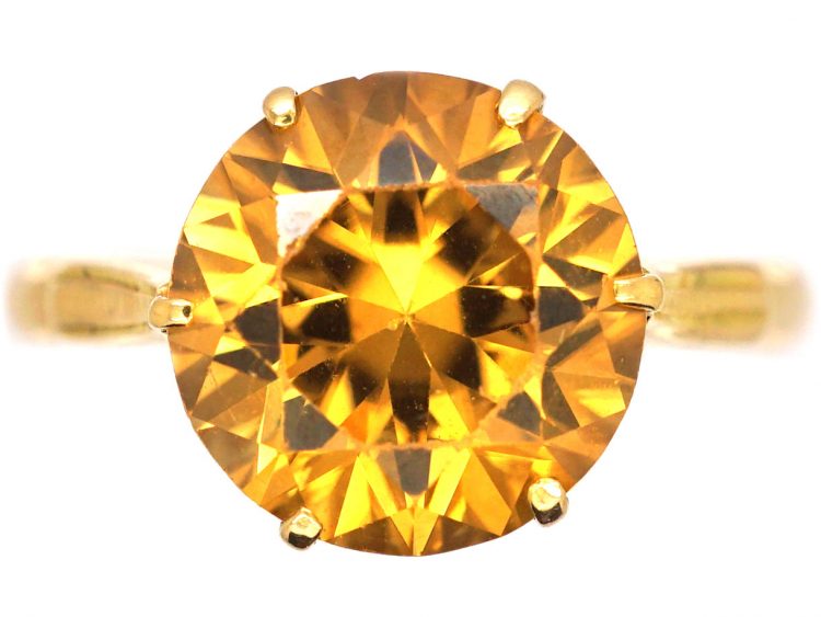 Art Deco 18ct Gold, Orange Zircon Ring
