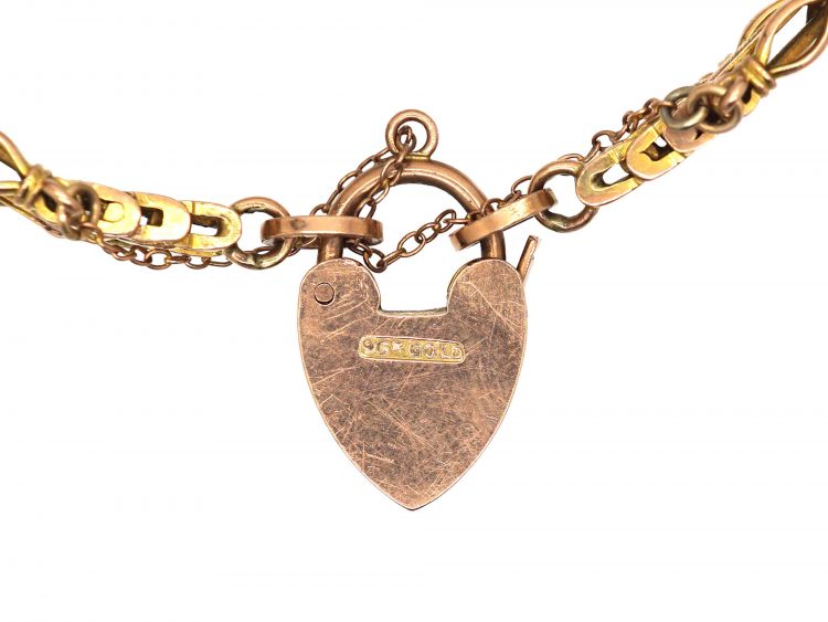Edwardian 9ct Gold Gate Bracelet with Padlock
