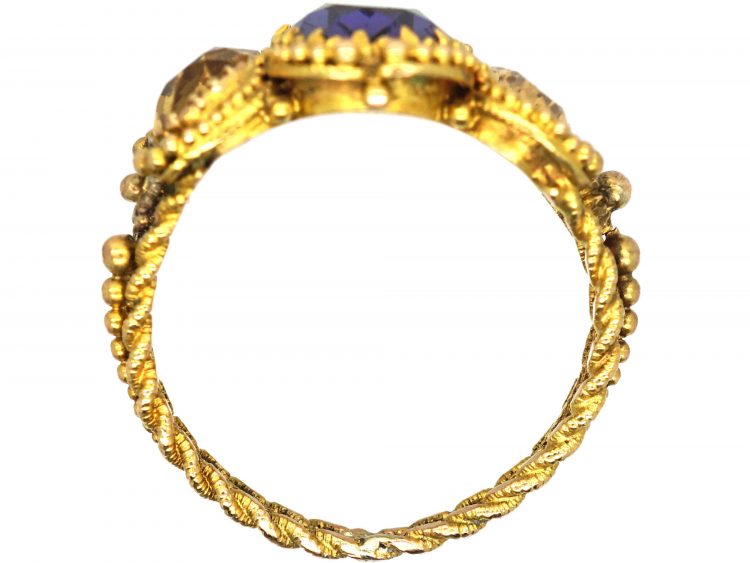 Regency 18ct Gold & Blue & Yellow Paste Ring
