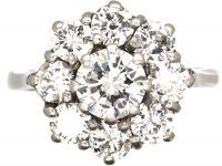1950s Large Platinum & Diamond Cluster Ring