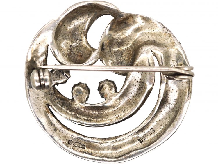 Retro Silver & Marcasite Swirl Brooch