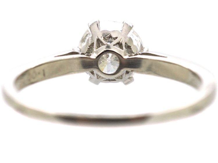 Art Deco Platinum & Diamond Solitaire Ring with Diamond Set Shoulders